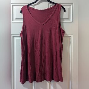 Longyuan Women's Sleeveless V-Neck Top - Burgundy, Size XL